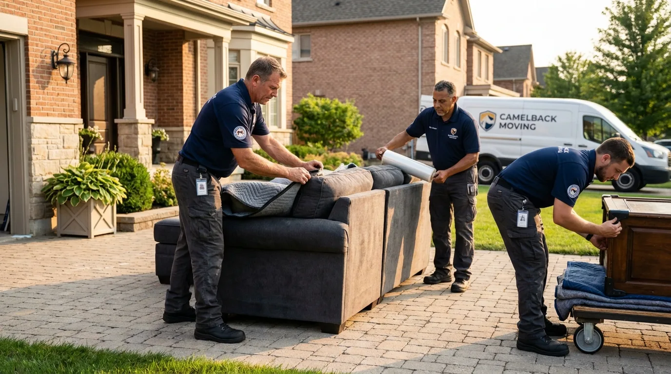 Large estate moving crew wrapping furniture in Atlantic City, NJ